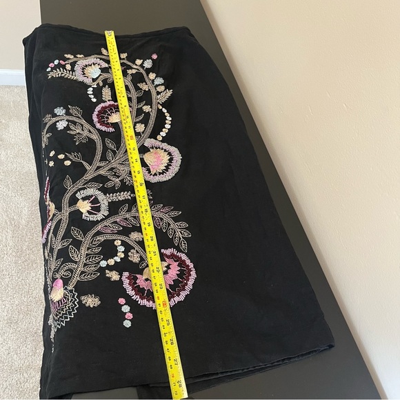 Richard Malcolm Art to Wear Folk Art Embroidered Beaded Linen Blend Skirt - Picture 12 of 12